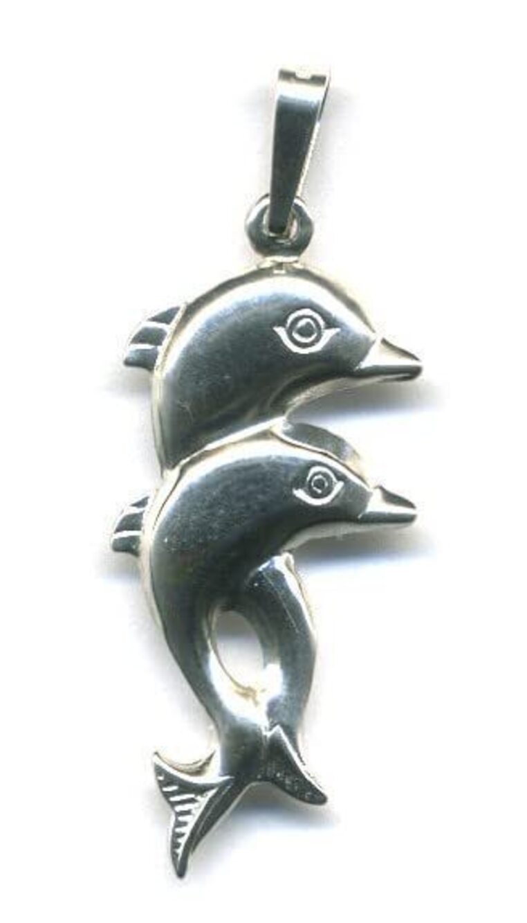 7484 Lot of 10 Pewter Tween Dolphin Pendants Antique Silver Tone 10X25mm